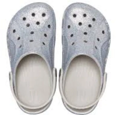 NUEVO Zueco Crocs Baya Niños EE. UU. 12 Plata Brillo Zapatos Informales Sin Cordones  Foto 1 de 4