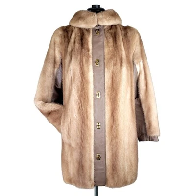 Vintage I.Magnin Mink Fur & Leather Designer Coat Sz S/M - Image 1 of 4