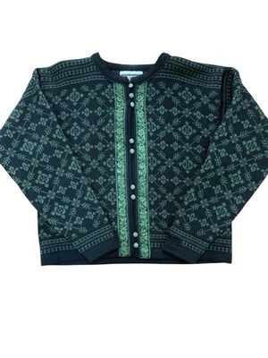 Suéter Cárdigan Dale Of Norway Para Mujer M 100% Nueva Lana Esquí Nórdico Verde Floral Foto 1 de 4