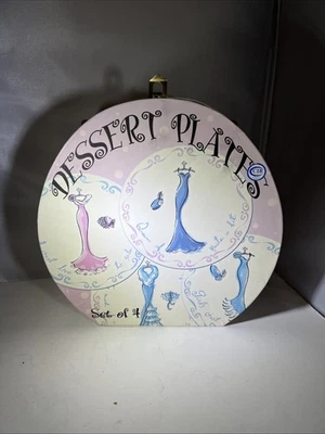 Vtg 8" Girls Just Wanna Have Funds ++ More  Dresses Decorative plate Set/4 - Image 1 of 4
