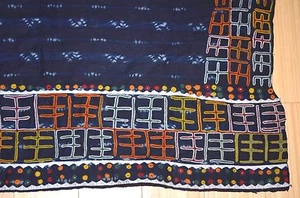 Antiguo panel bordado de tela Wodaabe Fulani envolvente de tela índigo Níger África - Imagen 1 de 4