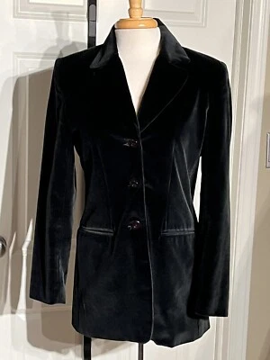 Blazer de terciopelo vintage exclusivo para mujer Neiman Marcus talla 6 negro Foto 1 de 4