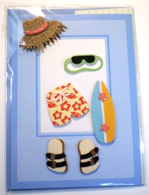 Burgoyne 3-D Happy Birthday Greeting Card w/ Envelope NEW Beach Wear - Image 1 of 3