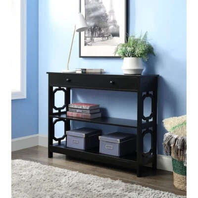 Convenience Concepts 203289BL One Drawer Omega Console Table, Black - Image 1 of 4