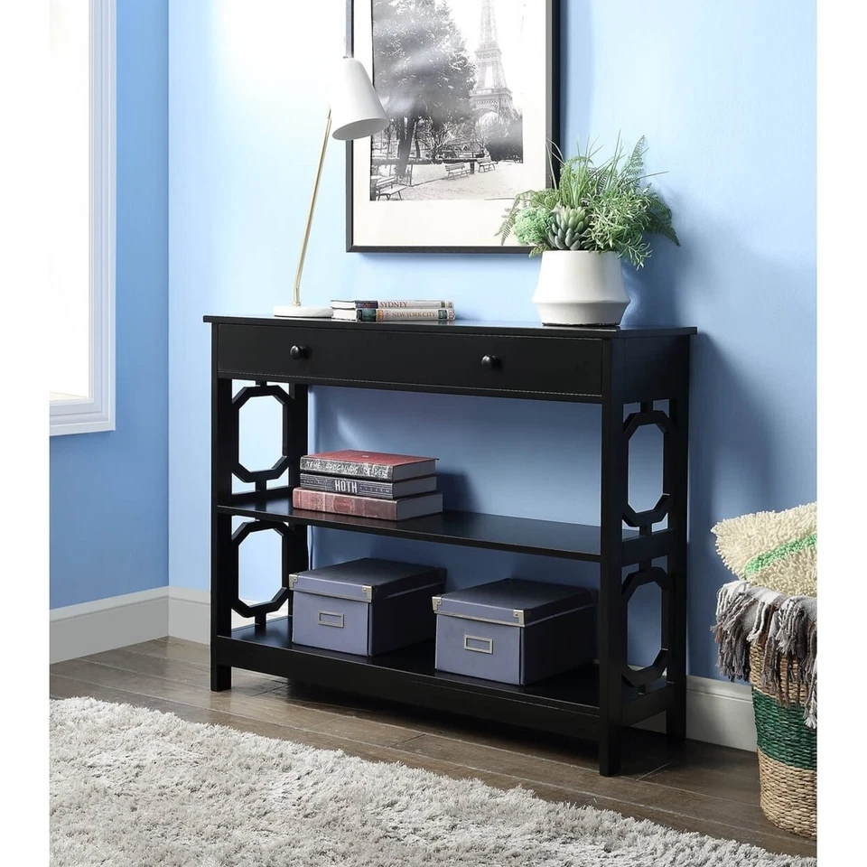 Convenience Concepts 203289BL One Drawer Omega Console Table, Black - Image 1 of 4