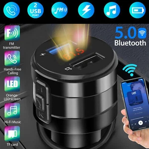 Wireless Car FM Transmitter Music MP3 AUX Radio 2 USB Charger LED for Bluetooth - Picture 1 of 9