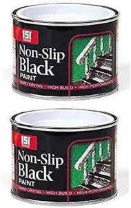 2 x 180ml Non-Slip Black Paint Tin Wood Metal Concrete Indoor Outdoor 151. - Picture 1 of 1