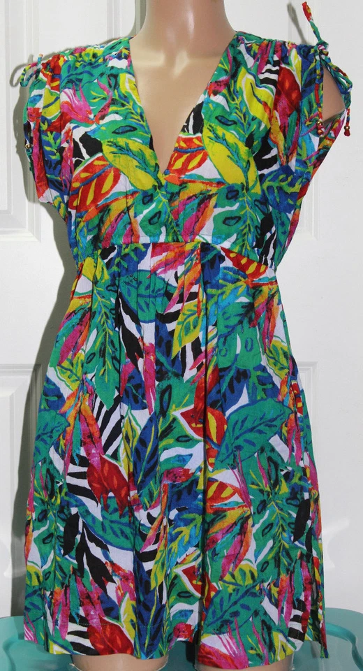 Lauren Ralph Lauren Lush Tropical Farrah Cotton Cover Up Dress M Medium