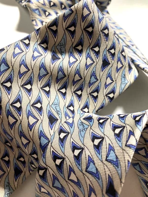 EMILIO PUCCI FIRENZE VINTAGE PATRÓN ARTÍSTICO CORBATA TRIÁNGULOS PASTEL GRIS ... - Imagen 1 de 4