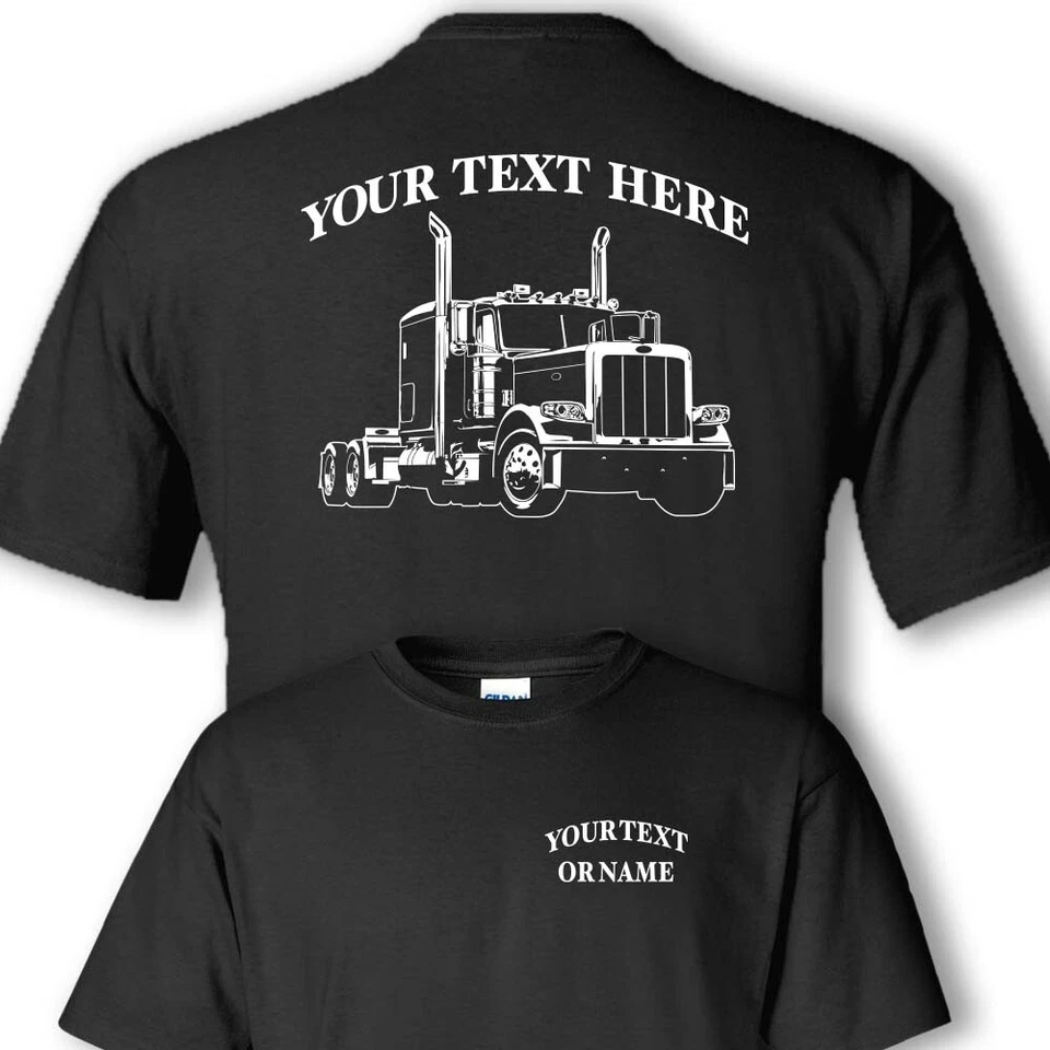 PETERBILT 389 LONG NOSE SEMI TRUCK -  PERSONALIZED CUSTOM COTTON T-SHIRT #BR012 Foto 1 de 1