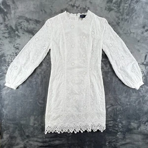 Polo Ralph Lauren Cotton Eyelet Dress Women sz 4 White Cream L/S Lined NWT $398 - Picture 1 of 20