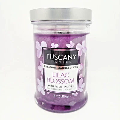 Vela Toscana Flor de Lila Premium Cera Mármol 2 Mechas Aceites Esenciales 18 OZ Foto 1 de 4