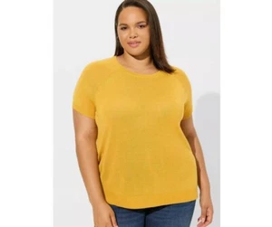 Torrid Yellow Tissue Weight Pullover Knit Top Sweater Plus Sz 4 (26) 4X New - Picture 1 of 11
