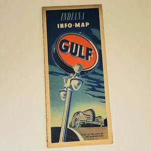 VTG 1940 GULF OIL INC. INFO-ROAD MAP INDIANA - Picture 1 of 4