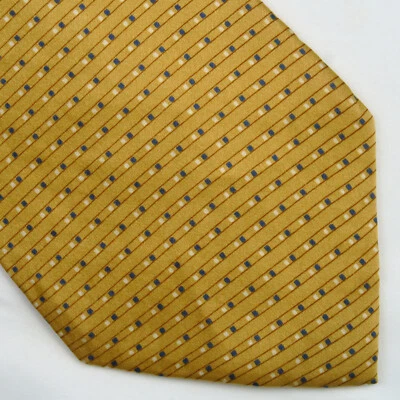 Gravata de pescoço vintage Perry Ellis portfólio barra dourada listra horizontal 58x4 elegante - Imagem 1 de 4