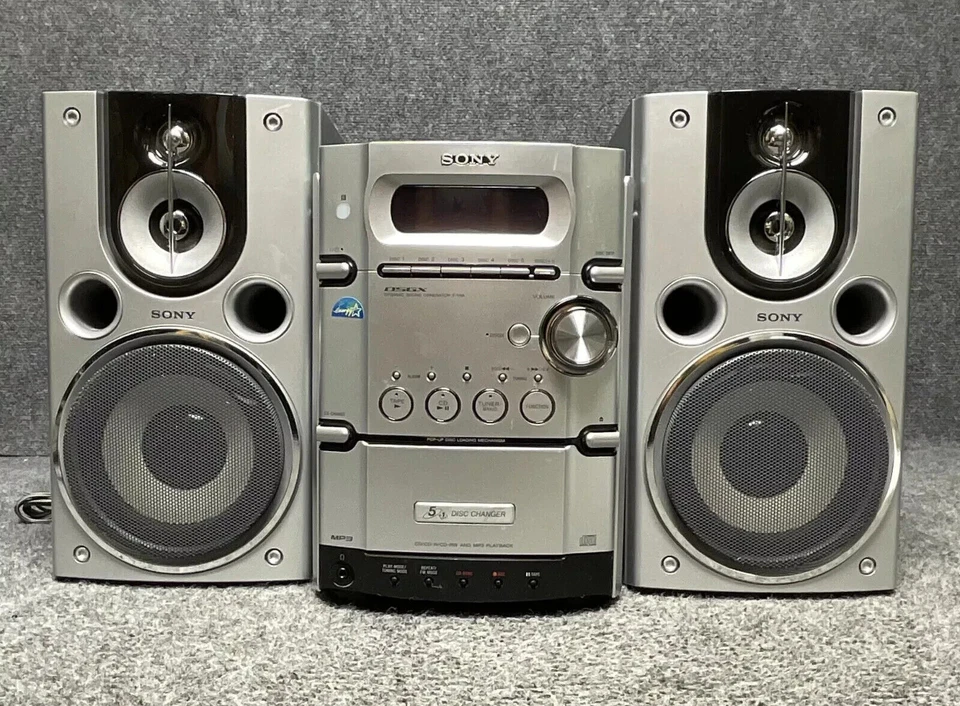 Sony CD Deck Receiver HCDHPX9 🎶 Stereo Speakers Pair SS-CHPX9 Silver 🎵 - Image 1 of 4