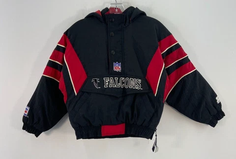 Starter NFL Atlanta Falcons 1/2 Zip Pullover Hooded Bomber Jacket Youth Boys S Cover