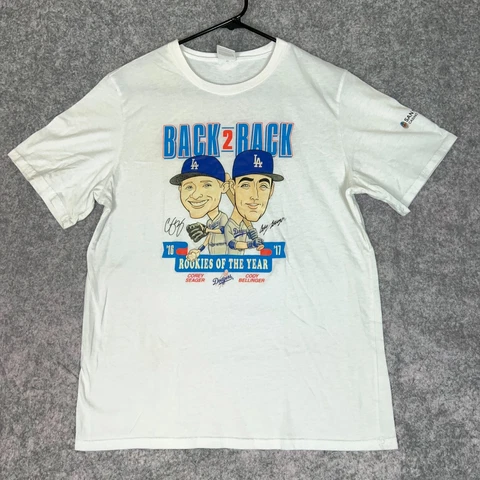 Los Angeles Dodgers Mens T Shirt Medium White MLB Baseball Rookie of the Year Cover