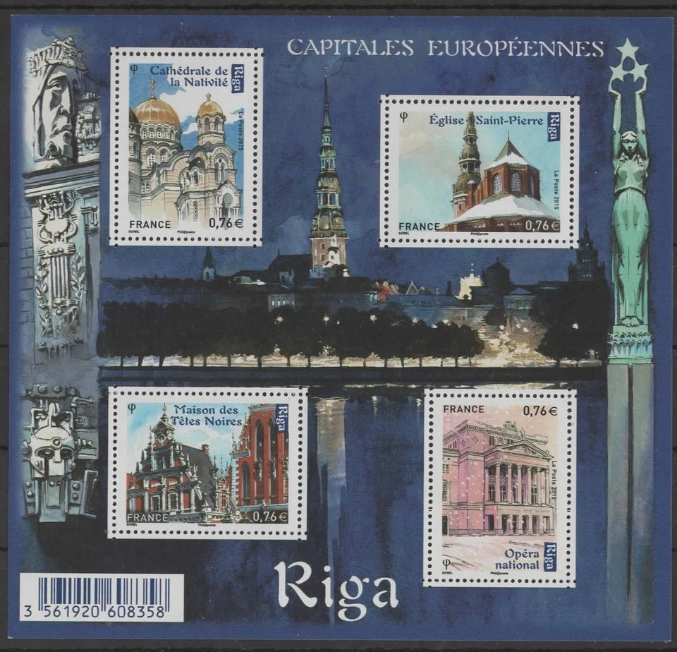 France - Feuillet F4938 Capitales Européennes "Riga" F 4938 2015 Neuf (**) - Photo 1/1