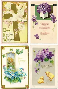 Lot of 4 Easter Cards,Various Printers,Lightly Embossed,2 post-marked, divided - Picture 1 of 2