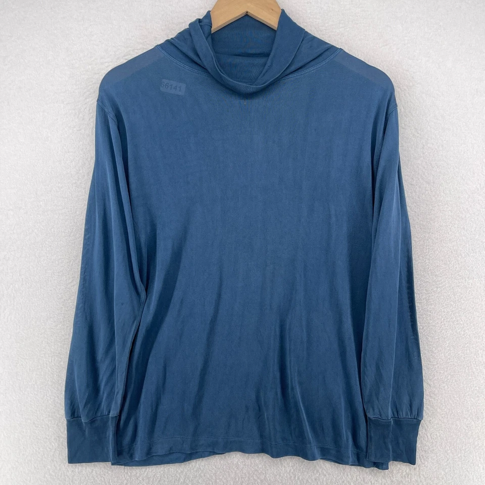 WINTERSILKS Top Mujer M Pura Seda Jersey Cuello Alto Capa Base Manga Larga Azul Foto 1 de 4