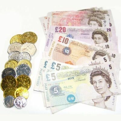 Childrens Kids Pretend Toy Fake Money Role Shops Cash New Notes £ Coins Age 3+ • 2.79£