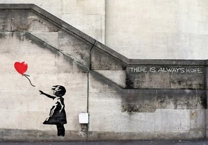 ART PAINTING FRAMED CANVAS PRINT BANKSY URBAN HOPE GIRL BALLOON STREET - Picture 1 of 2