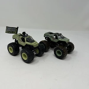 Monster Jam Monster Truck - SOLDIER FORTUNE 1:64 With Flag EUC Lot Of 2 - Picture 1 of 5