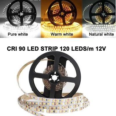 High Quality CRI 90+ RA90 5M White 2835 SMD LED Flexible Strip 12V 600 LEDs - Image 1 of 2