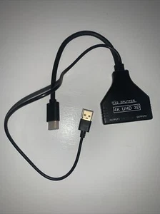 4K HDMI Splitter 1 in 2 Out with Power USB Cable for Monitor Support 3D Full HD - Picture 1 of 1