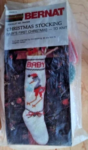 Vintage Knitted Baby Christmas Stocking Kit Bernat SANTA STORK W00613 NEW 1983 - Picture 1 of 4