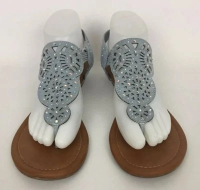 Sandálias Rampage Candra azul strass tanga tornozelo tamanho 9  - Imagem 1 de 4