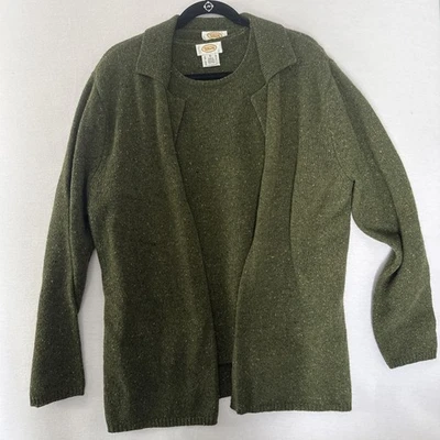 Nuevo conjunto de suéter XL Talbots de 2 piezas de lana/cachemira verde oliva.  Foto 1 de 4