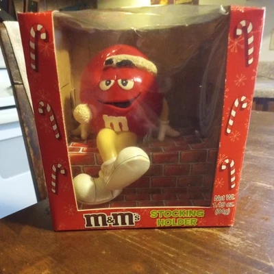 Christmas M&Ms Stocking Holder Decoration Shelf Sitter Candy Red M&M vintage - Image 1 of 4