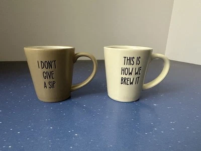 Set of 2 Espresso Ceramic Cups - Brew It - Sip - Coffee - Nespresso - Handle - Image 1 of 4