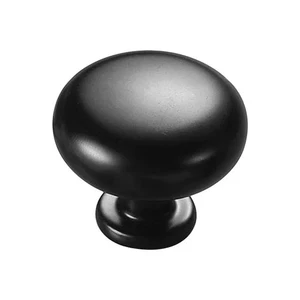 5 Pack 1.13 Black Round Knobs, 28.6mm, Bathroom, Kitchen, Office, Cabinet Pulls - Picture 1 of 6
