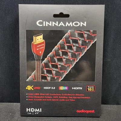 Brand New AudioQuest Cinnamon HDMI 1M 3'4" Cable High Speed 4K UHD HDMICIN01 - Image 1 of 3