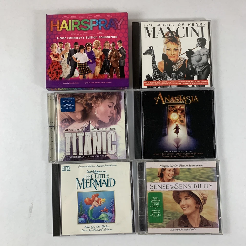 Movie Soundtracks Lot Of 6 Henry Mancini, The Little Mermaid, Titanic, hairspray Foto 1 de 4