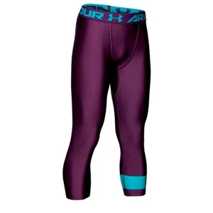0359 NEW Under Armour Leggings Kinetic Purple Three-Quarter Leggings - Picture 1 of 12