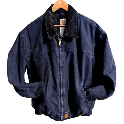 Carhartt Santa Fe Jacket Midnight Navy Blue Mens Size 2XL Quilted Lining J14 MDT - Imagem 1 de 4