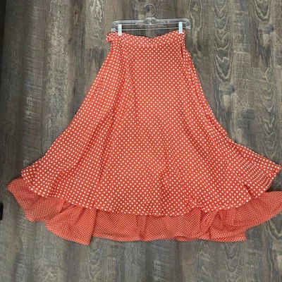 Saia circular vintage anos 70 bolinhas vermelhas balanço rockabilly retrô pin up tamanho 8 - Imagem 1 de 4