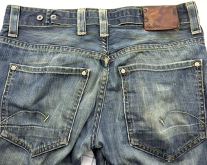 Jeans G Star Raw 3301 Azul Envejecido Bootcut Para Hombre Talla 35 31 Desteñido Botón Mosca - Imagen 1 de 13