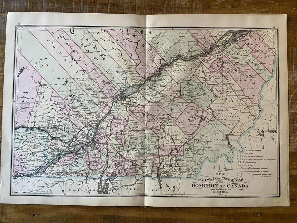 Railway Map of Canada - 1877 - Montmagny/Sheford/Glengarry areas (Sheet 5) - Image 1 of 4