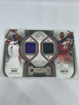 Combo de materiales usados ​​en juegos SP 2009-10 Chris Bosh Vince Carter #52/155 red de raptors Foto 1 de 2
