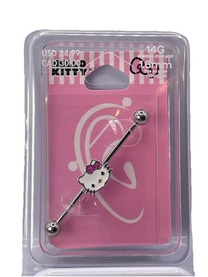 Nuevo Hello Kitty 14 G Poste Acero Inoxidable 1.6 mm Industrial Piercing Oreja Barbell Foto 1 de 2