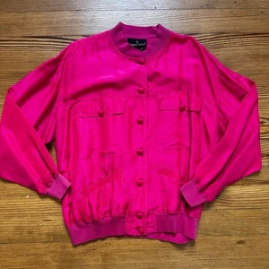Carole Little Chaqueta Bomber Rosa 100% Seda Abotonada TALLA 4 - Imagen 1 de 6