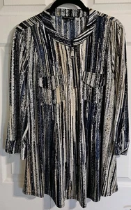 Stretchige Tunika 3/4 Zoll Arm 1/4 Reißverschluss Bluse Pullover Oberteil Übergröße 1X (siehe Fotos) - Bild 1 von 5