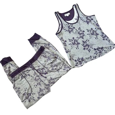 Conjunto de pijama para mujer Karen Neuburger Live Love Lounge L gris púrpura ropa de dormir suave Foto 1 de 4
