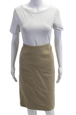 Theory Women Beige Straight Pencil Midi Skirt Wool Angora Cashmere Size 12 - Image 1 of 4