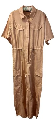 NUEVO CON ETIQUETAS ZARA Mono Dorado Tostado S Pantalones Carga Grande Jersey Mameluco Foto 1 de 4